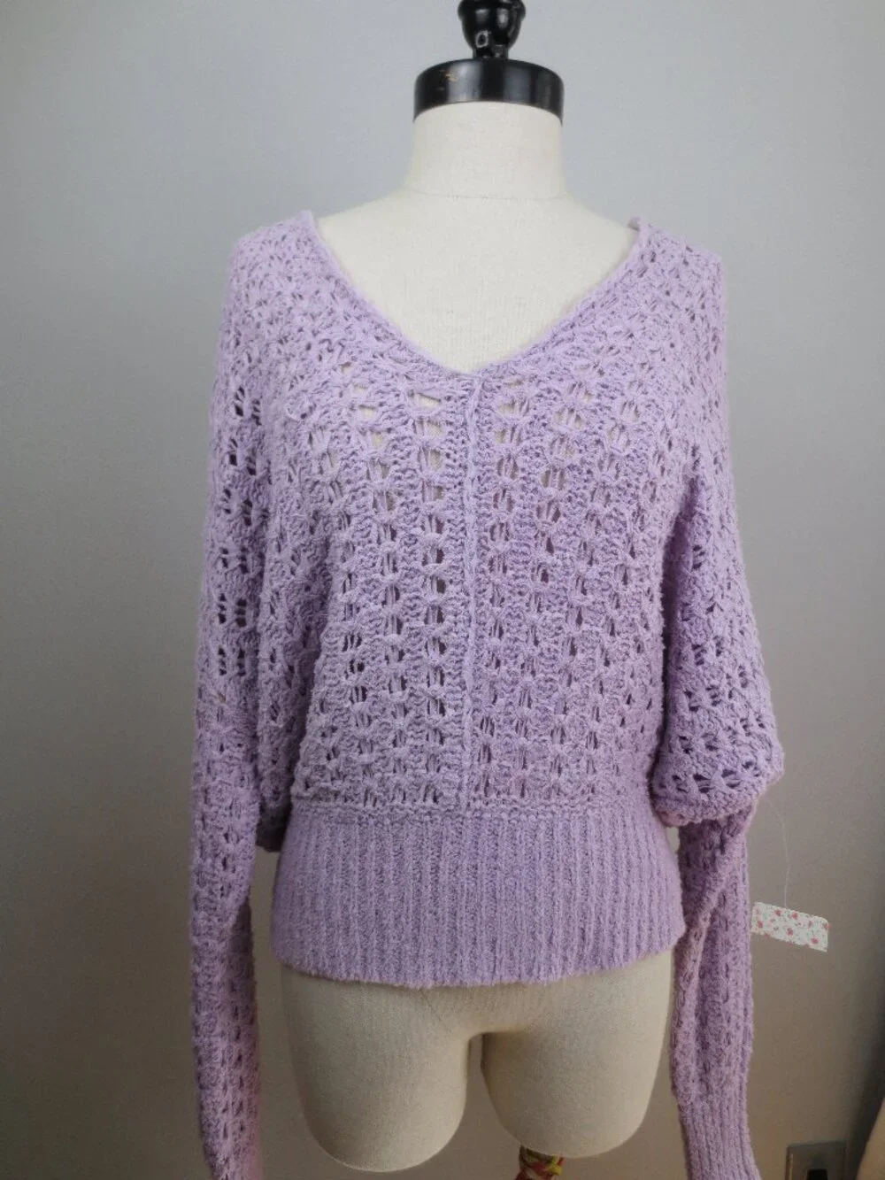 Free People Best Of You Slouchy Oversized Open Weave Knit V-Neck Sweater Sm NWT - Picture 3 of 13